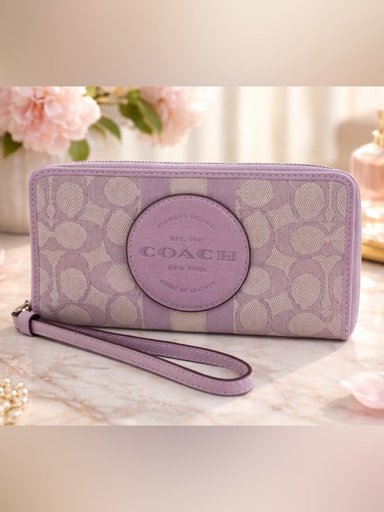 Coach Handbags - Coach Dempsey Large Phone Wallet In Signature Jacquard With Stripe & Patch